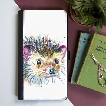 Inky Hedgehog Faux Leather Phone Case With Card Slots, 3 of 6
