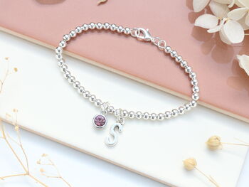 Personalised Initial And Birthstone Charm Bracelet, 6 of 10