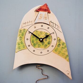 Personalised Wall Clock With House And Medow, 2 of 7