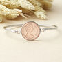 40th Birthday 1986 Penny Coin Bangle Bracelet, thumbnail 3 of 9
