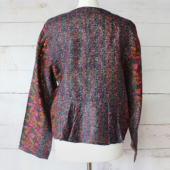 Ladies Recycled Silk Kantha Hand Stitched Jacket, 6 of 6