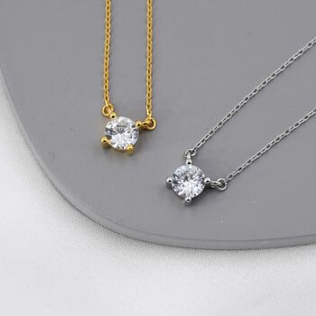 Extra Tiny Cz Necklace In Sterling Silver, 2 of 12