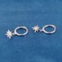 925 Silver Dangle Star Hoop Earrings, thumbnail 5 of 7