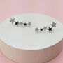 Silver Star Ear Climbers With Cubic Zirconia, thumbnail 1 of 3