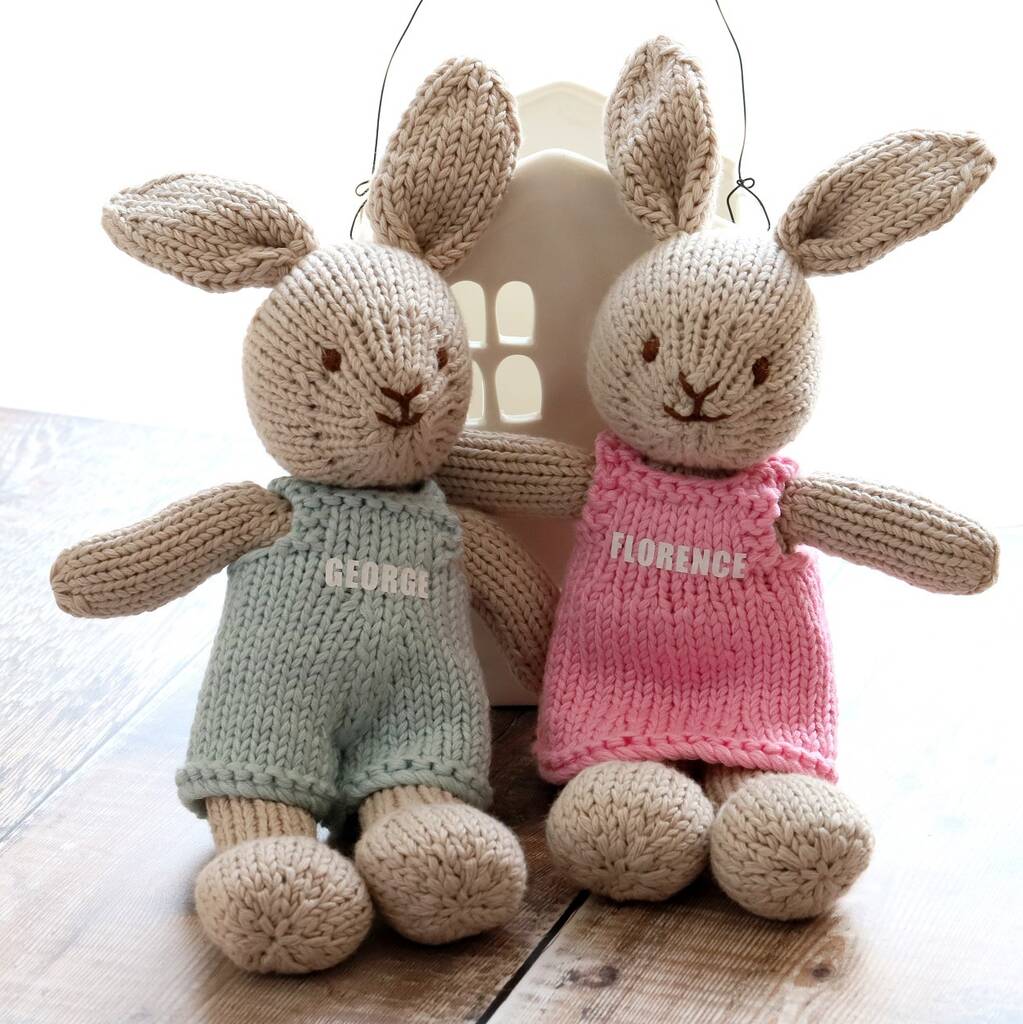 Personalised Hand Knitted Bunny Rabbit, 1 of 2