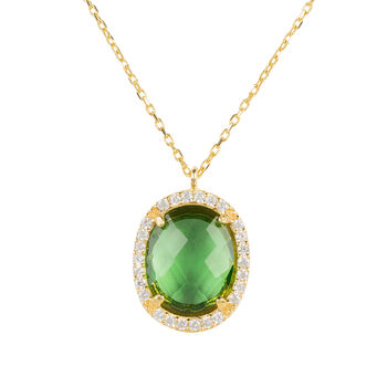 Beatrice Oval Gemstone Necklace Gold Plated Silver, 11 of 12