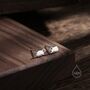 Extra Tiny Badger Stud Earrings In Sterling Silver, thumbnail 4 of 12