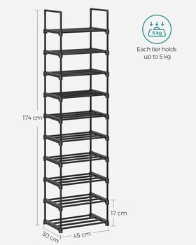 10 Tier Metal Shoe Storage Organiser Shoe Rack, 10 of 10