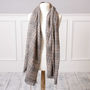 Beige And Grey Unisex Check Scarf, thumbnail 6 of 8