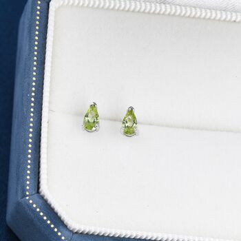 Genuine Peridot Droplet Stud Earrings, 4 of 11