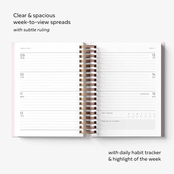 Personalised 2026 Spiral Diary With Monthly And Weekly Layout, 2 of 10