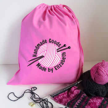 Personalised 'Handmade Goods' Knitting Bag, 2 of 6