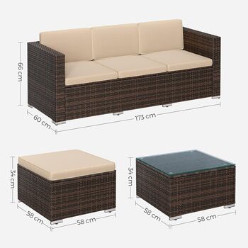 Rattan Patio Furniture Set With Sofa And Table, 8 of 9