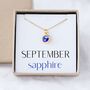 September Birthstone Sapphire Crystal Necklace, Birthday Gift For Her, thumbnail 1 of 9