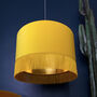 Yellow Velvet Lampshades With Gold Lining And Fringing, thumbnail 1 of 11