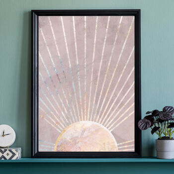 Sun Boho Pink Marble Gold Wall Art Print, 2 of 8