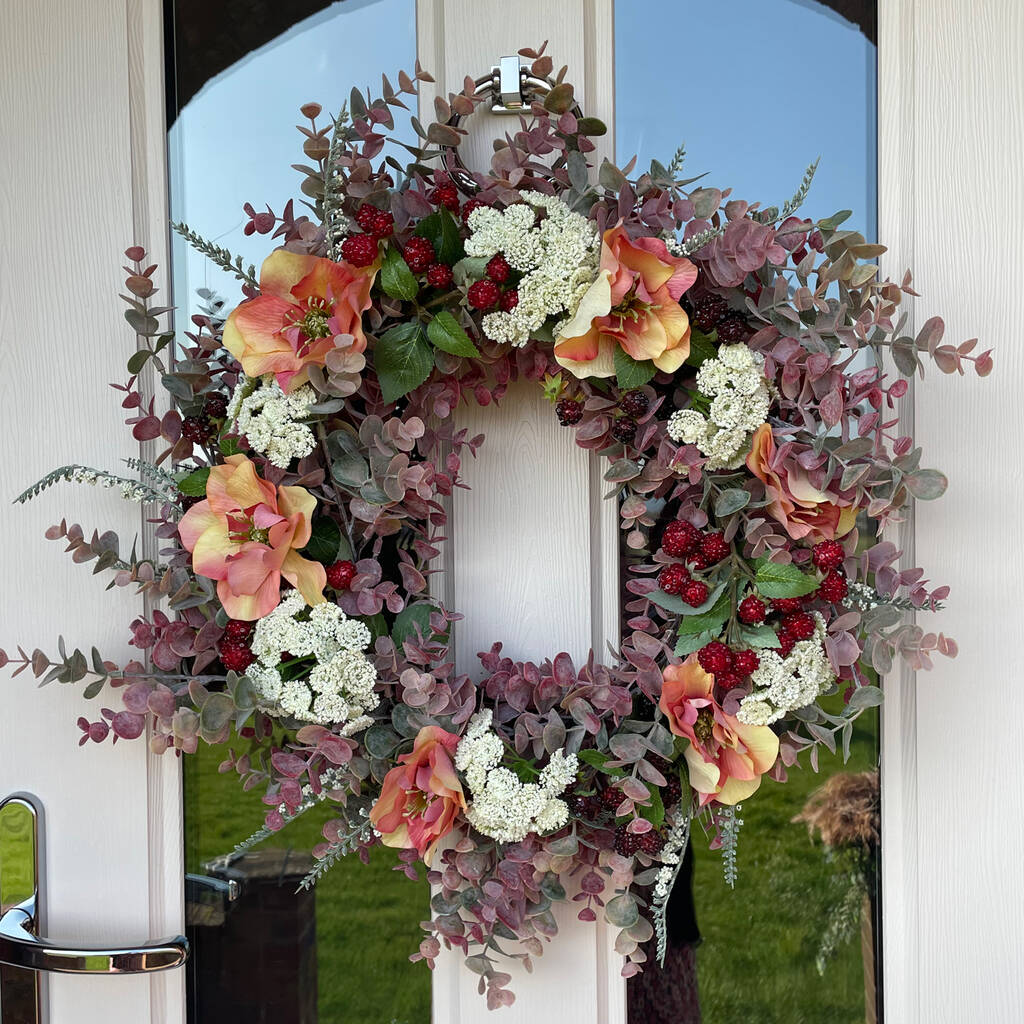 Beatrix Faux Flowers Wreath, 1 of 3