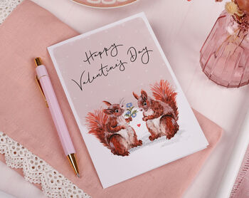 Red Squirrel Valentine Card For Her Or Him, 2 of 2