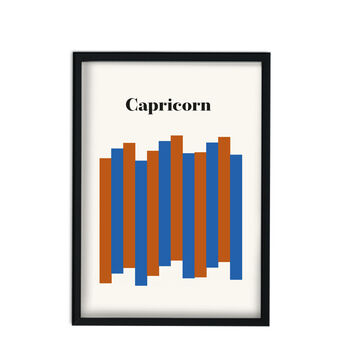 Capricorn Zodiac Star Sign Giclée Retro Art Print, 3 of 3