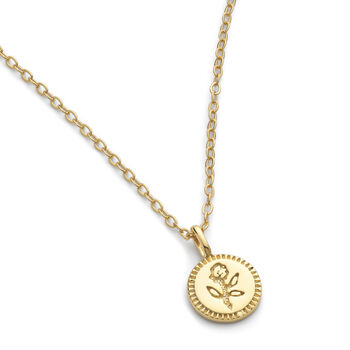 Dainty Gold Plated Rose Coin Flower Necklace, 2 of 5