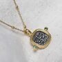 Gold Plated Sterling Silver Hieroglyphics Square Necklace, thumbnail 8 of 11