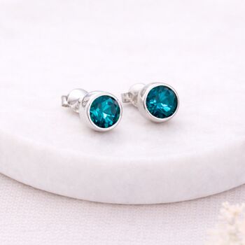 Sterling Silver December Birthstone Stud Earrings – 7mm, 5 of 9
