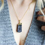 Raw Black Tourmaline Gemstone Gold Plated Pendant, thumbnail 1 of 6