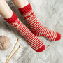 Striped Fair Isle Socks Knitting Kit, thumbnail 1 of 9