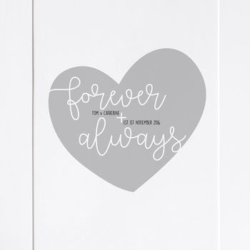 Personalised 'Forever And Always' Heart Print, 3 of 8
