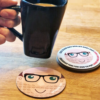 Personalised Glossy Face Coasters For Dad, 2 of 7