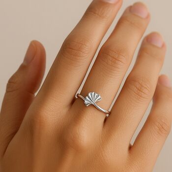 Sterling Silver Ginkgo Ring, 5 of 8