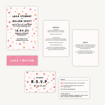 Bright Pink Confetti Wedding Invitation, 4 of 5