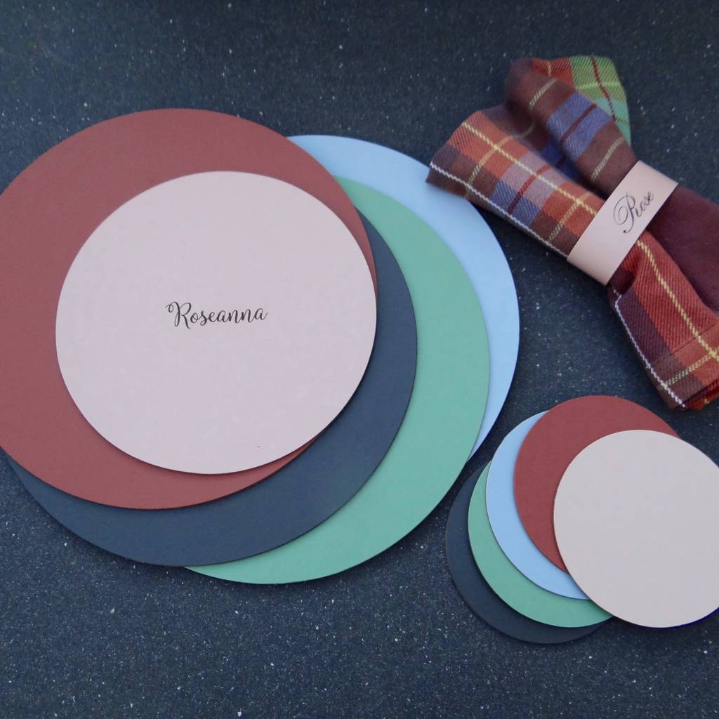 Personalised Leather Placemats, Coasters, Napkin Rings By Artbox