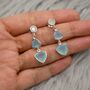 Aqua Chalcedony Multi Shape Stone 925 Silver Earrings, thumbnail 3 of 8