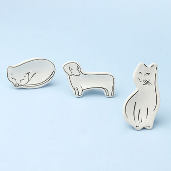 Cat, Dog And Sleeping Cat Ceramic Cupboard Knobs, 2 of 6
