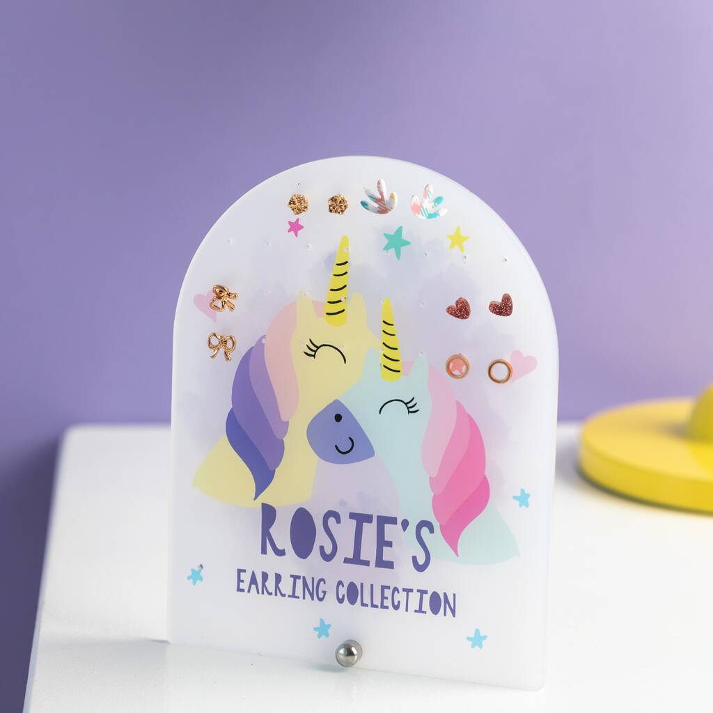 Personalised Unicorn First Earring Storage Display, 1 of 7