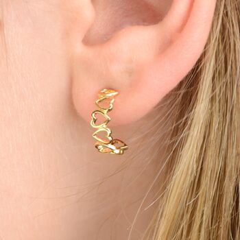 Gold Open Heart Hoop Earrings, 2 of 7