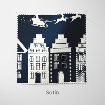 Personalised Blue Village Christmas Cushion, 6 of 7