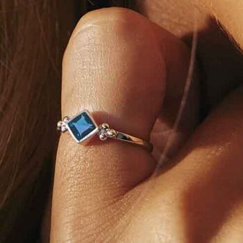 Divinity Princess Blue Topaz Ring Silver Or Gold Plated, 2 of 11