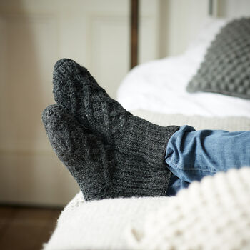 Fair Trade Cable Knit Wool Unisex Slipper Socks, 4 of 12