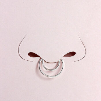 Sterling Silver Fake Septum Double Nose Ring Cuff, 3 of 4