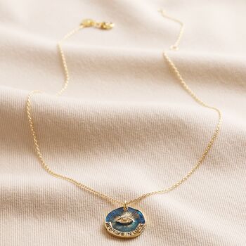 Enamel Talisman Eye Pendant Necklace In Gold Plating, 4 of 7