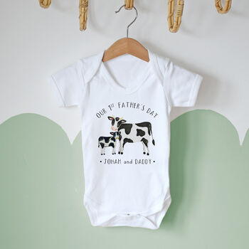First Father's Day Cow Baby Outfit, 3 of 7
