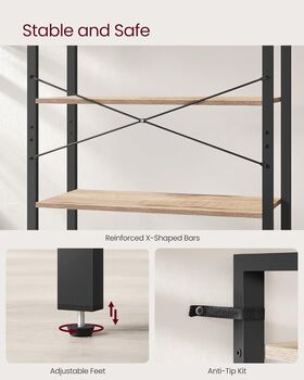 Six Tier Bookshelf Industrial Freestanding Bookcase, 4 of 12