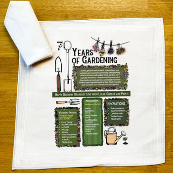 Personalised 70th Birthday Gift For Gardeners Handkerchief Pair, 5 of 5