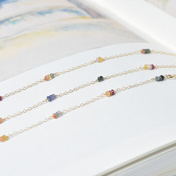 Multicolour Sapphire Dainty Chain Necklace, 5 of 12