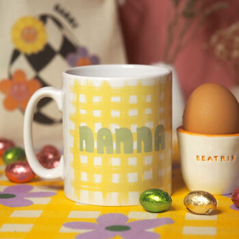 Personalised Gingham Easter Mug With Chocolate Eggs, 2 of 3