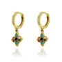 Theron Cubic Zirconia Sterling Silver/Gold Plated Hoops, thumbnail 3 of 12