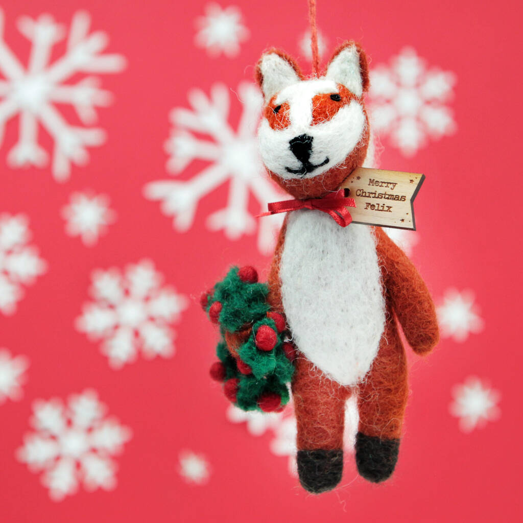 Personalised Felt Fox Christmas Tree Decoration By Postbox Party