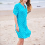 Turquoise Luxury Silk Hand Tie Dyed Shirt Dress, thumbnail 2 of 6